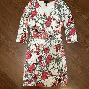 INC Faux Wrap Dress 3/4 Sleeve Size Petite Medium